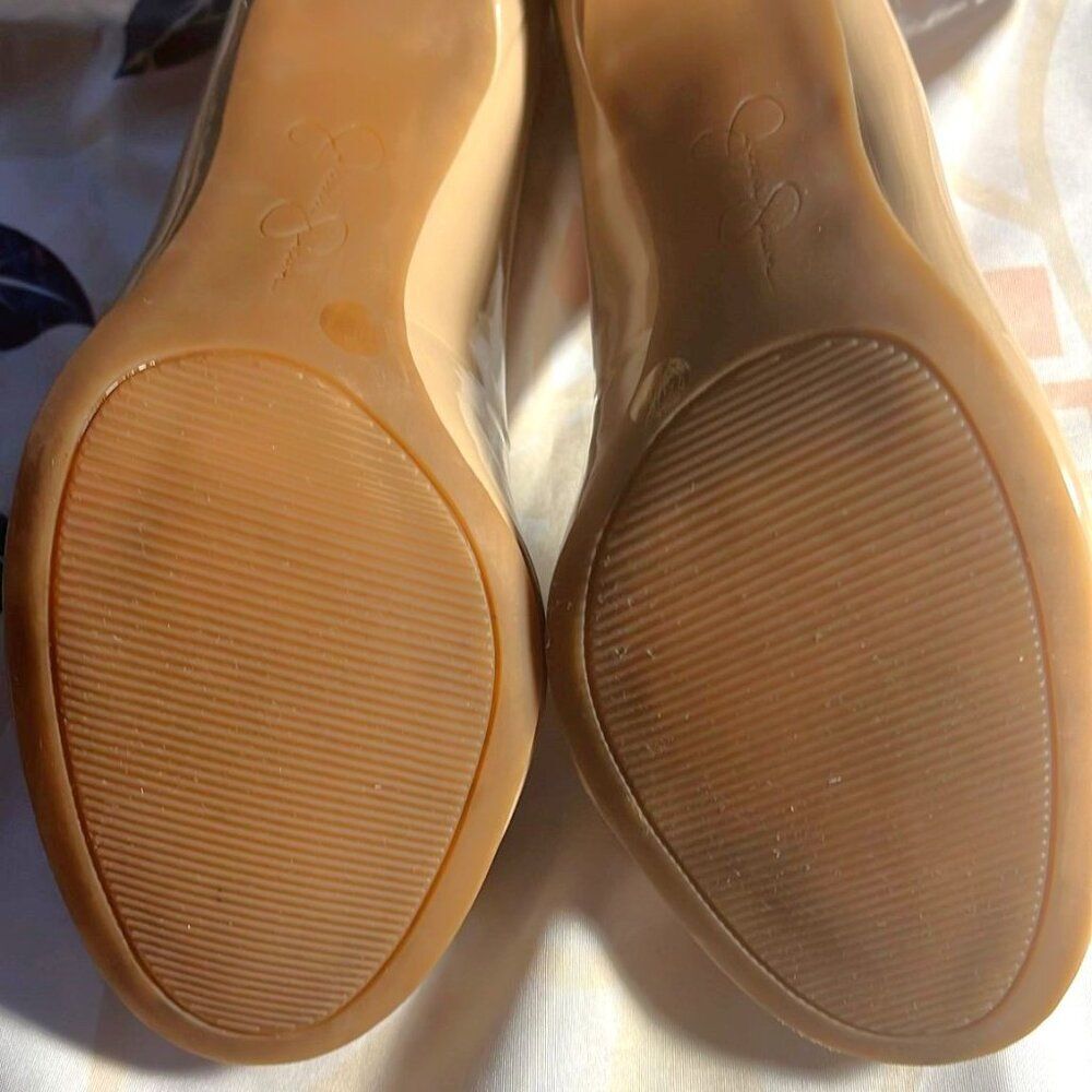 Jessica Simpson Beige Tan Patent Faux Leather Heels - Sz 9 1/2 - Picture 8 of 12